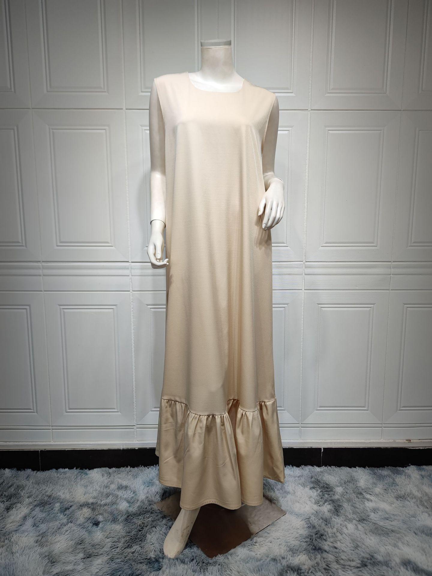 HS0445 2 pièces costume moyen-orient robe de soirée transfrontalière dame musulmane manches en feuille de lotus nouvelle robe abaya robe