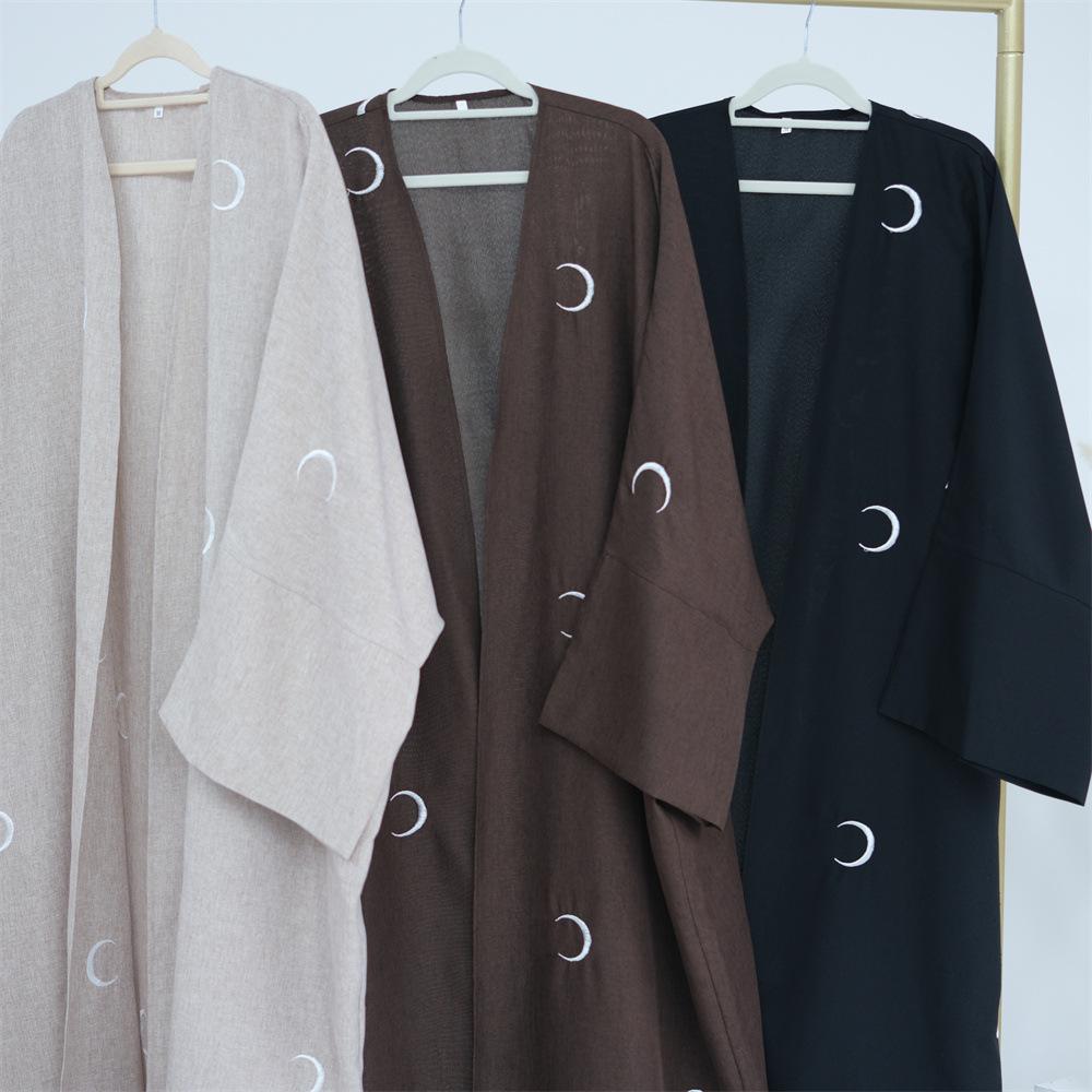 HASASERIES HS0935 Moon Embroidered Elegant Cardigan Abaya