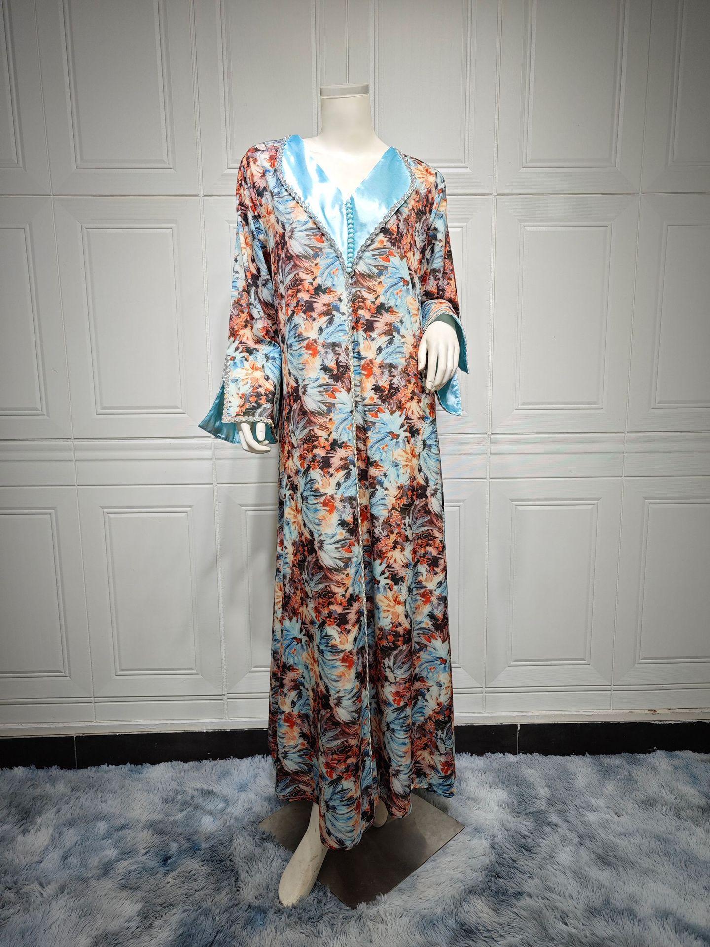HASASERIES HS1070 Fashionable Printed Diamond Set Robe