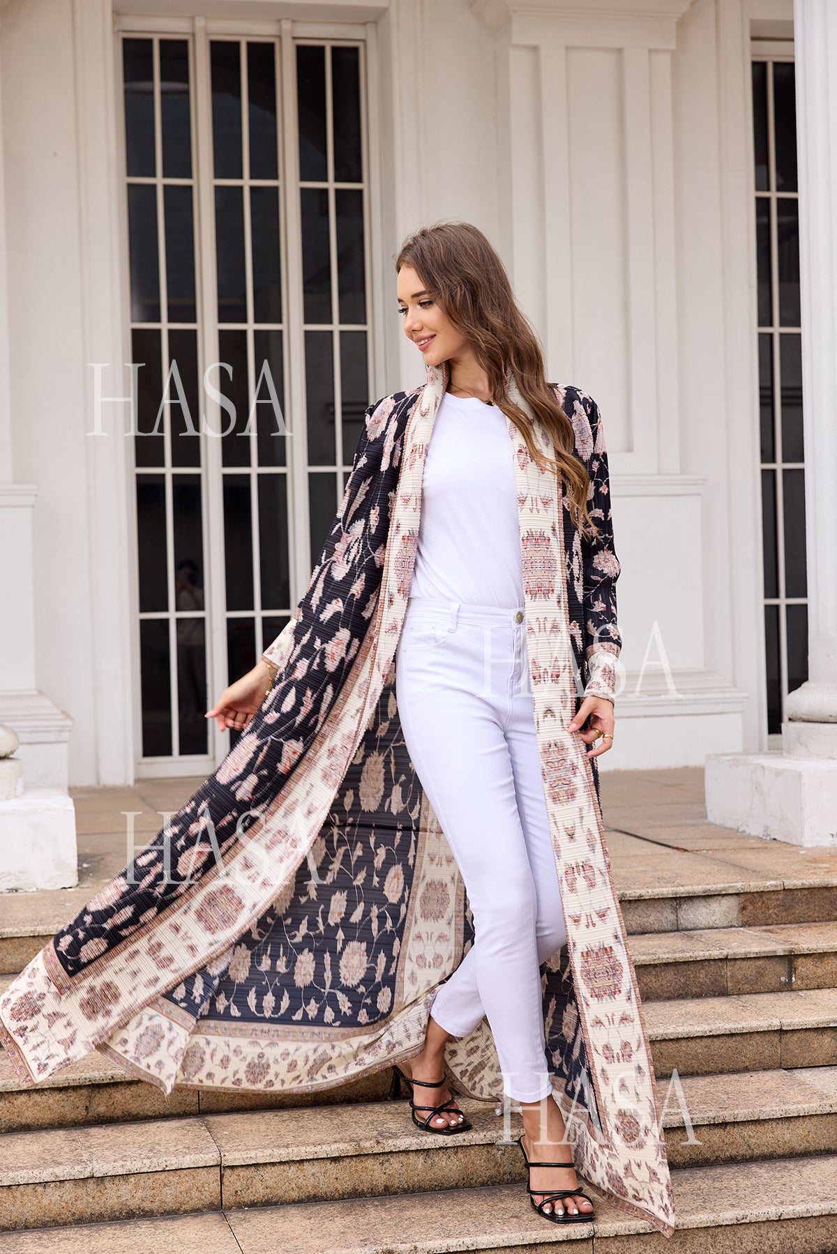 HASA Inclusive Sizing Crinkle Pleated Georgette Ramadan Stretchy Abaya-1