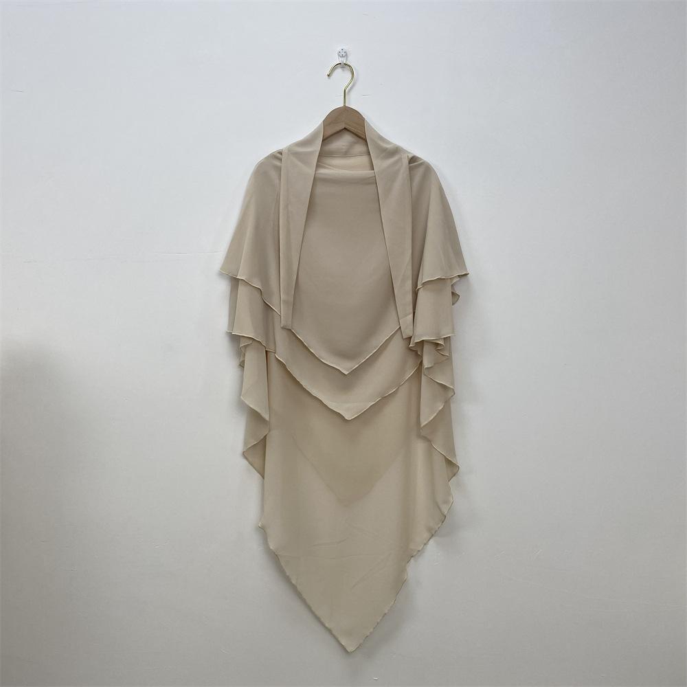 HS0453 Solid Color Chiffon Turban Middle East Dubai Turkey Solid Color Double Layer Big Turban