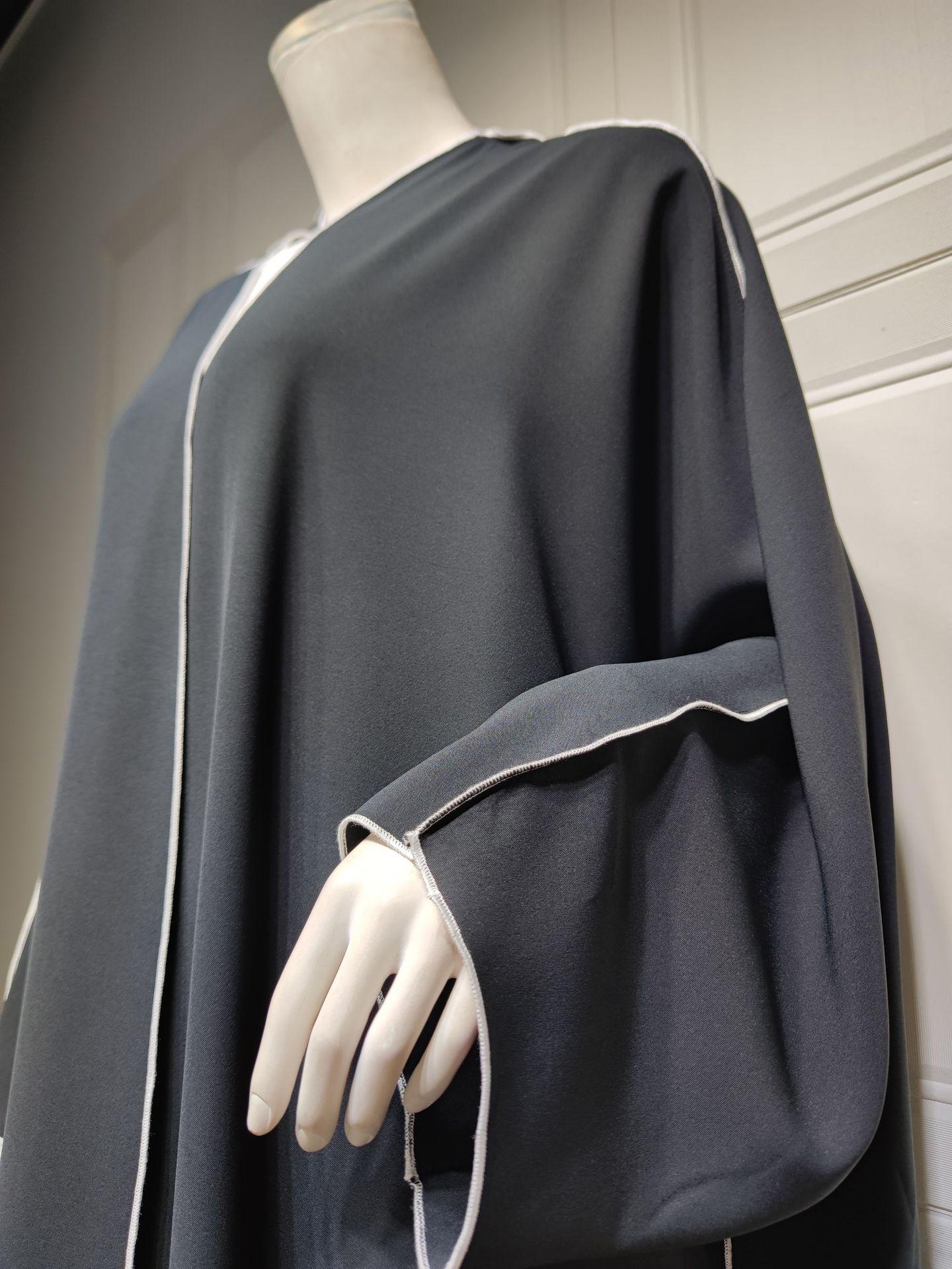HASASERIES HS0677 White Panelled Abaya Robe
