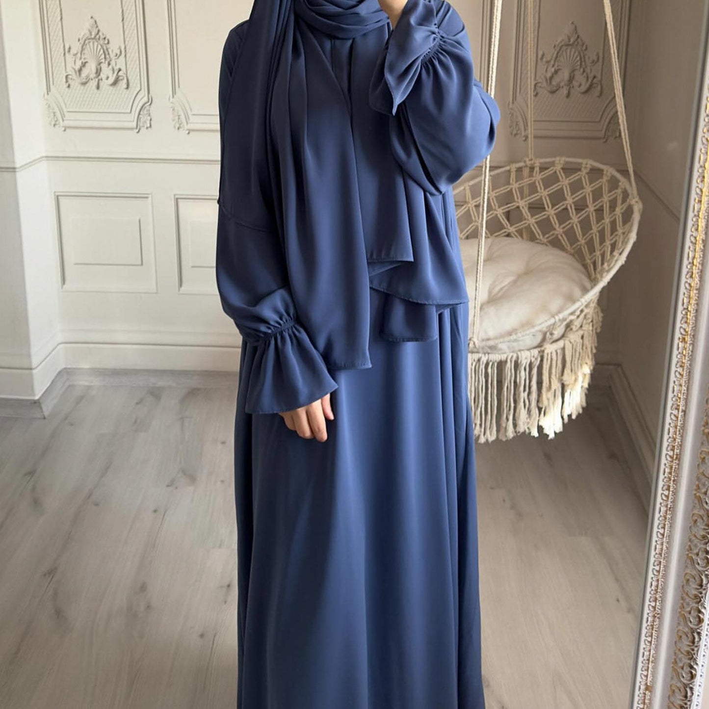 HASASERIES HS1173 Solid Color Hooded Abaya with Side Pocket