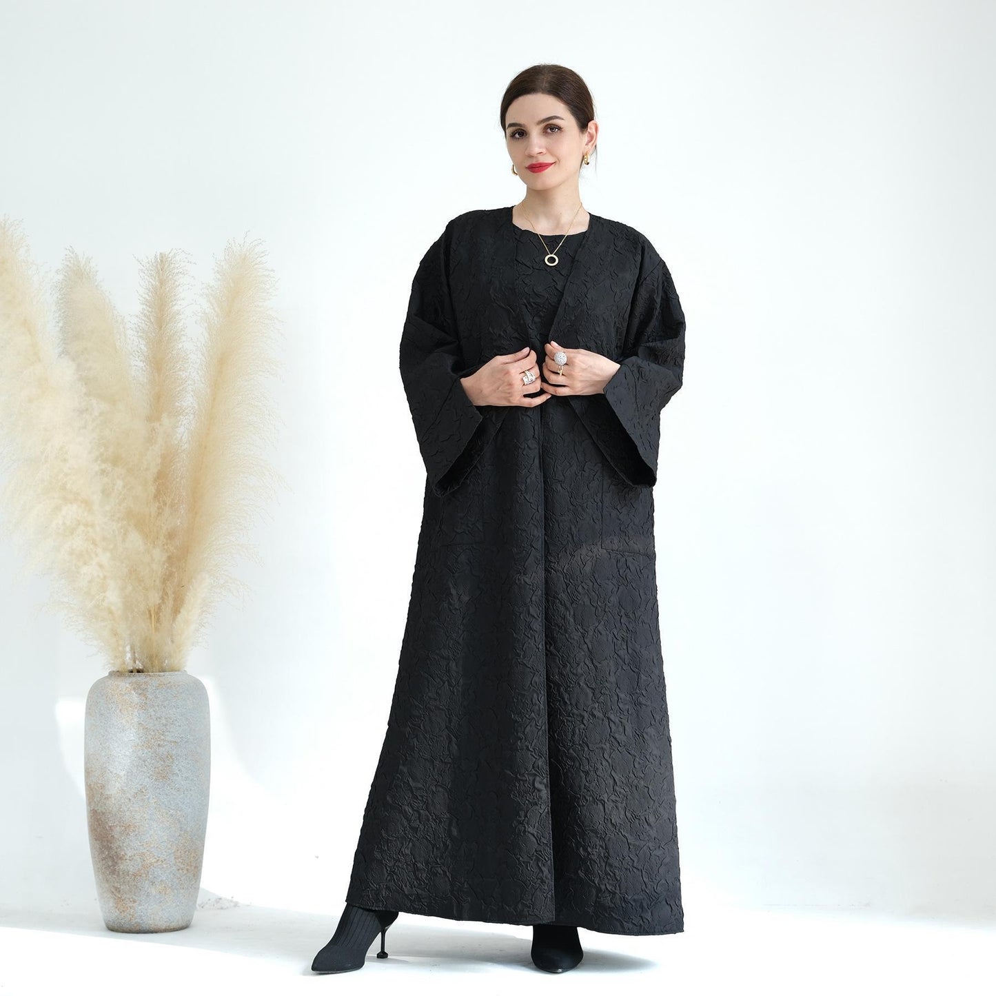 HASASERIES HS0719 Cardigan with Vest Dress Abaya Robe