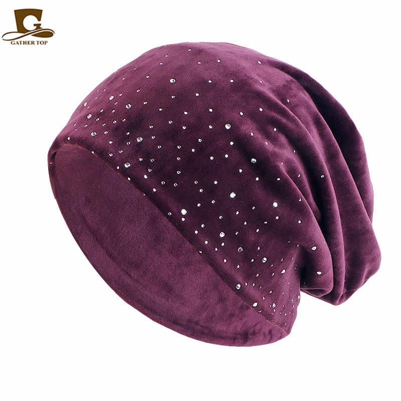 HASASERIES HS1091 Full Sky Star Diamond Muslim Headband Hat