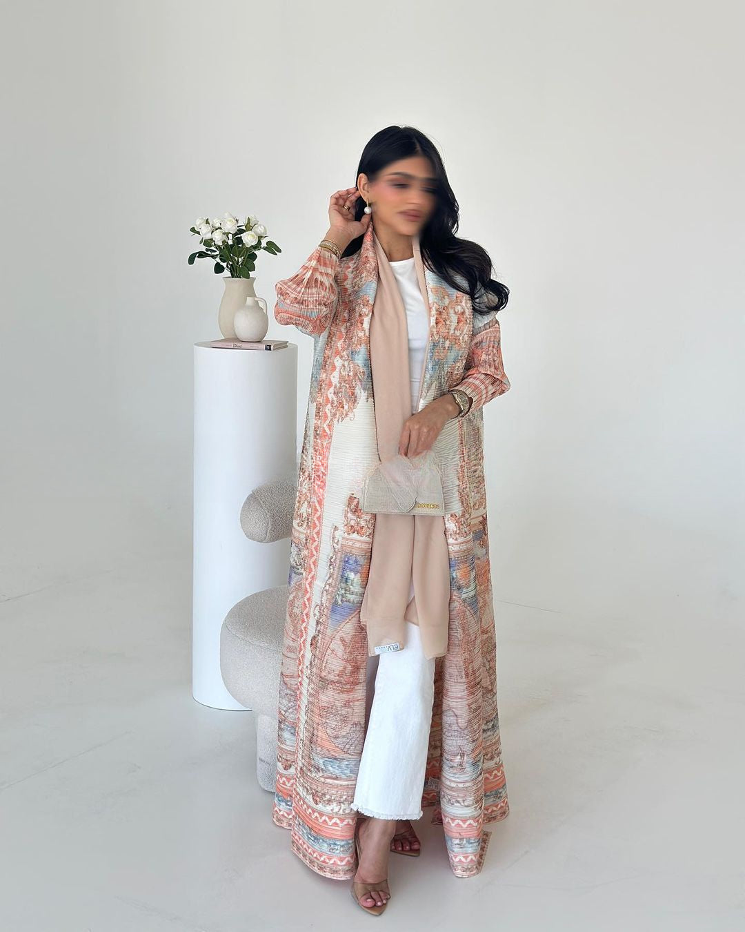 HASA Inclusive Sizing Crinkle Pleated Georgette Ramadan Stretchy Abaya-1