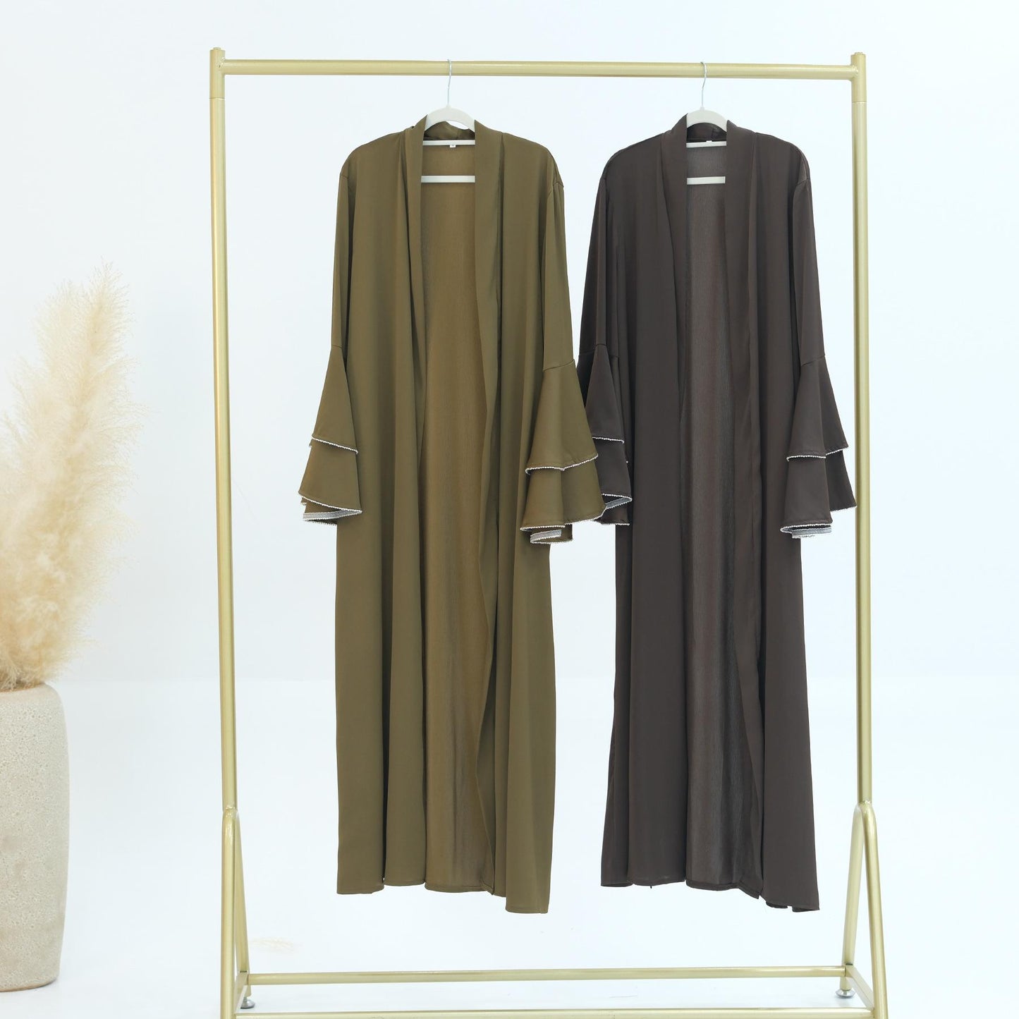 HASASERIES HS1188 Ensemble 3 pièces, cardigan en satin + robe intérieure + ceinture spéciale