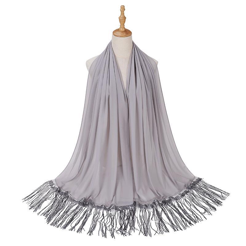 HASASERIES HS1139 Pearl Chiffon Scarf