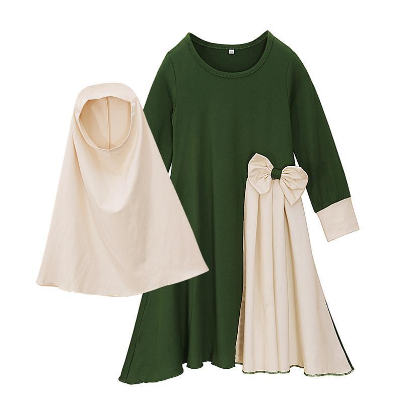 HASASERIES HS1201 Ensemble 2 pièces, Abaya pour enfant avec Khimar une couche.