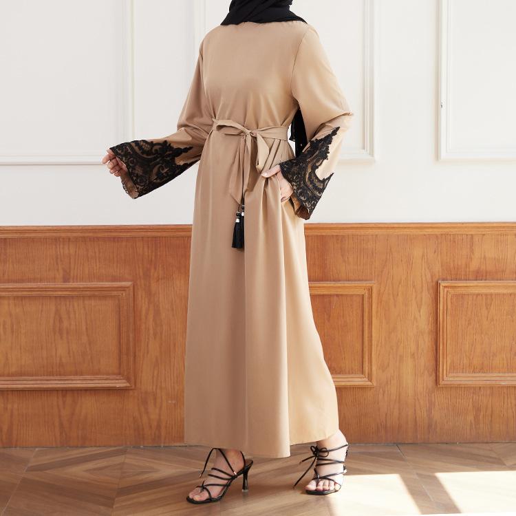 HASASERIES HS0627 Embroidered Sequin Cuff Robe