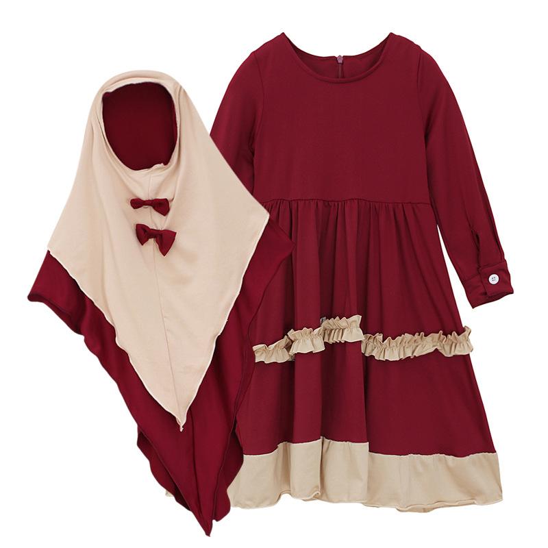 HASASERIES HS1205 Ensemble 2 pièces, Abaya pour enfant avec une couche de Khimar.