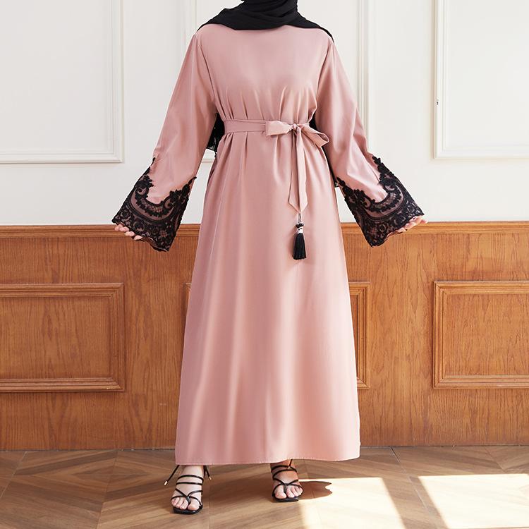 HASASERIES HS0627 Embroidered Sequin Cuff Robe