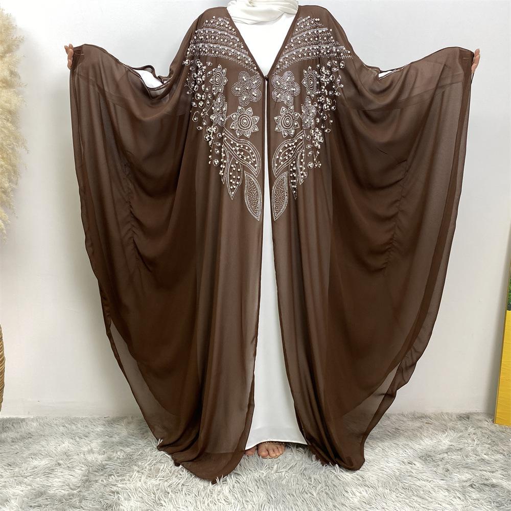Robe cardigan musulmane à strass HASASERIES HS1085