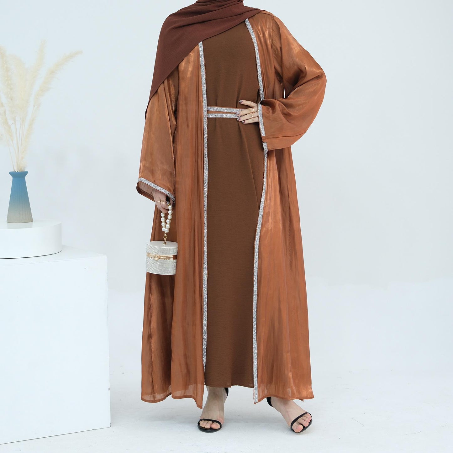 HASASERIES HS1184 Ensemble 2 pièces cardigan + robe intérieure