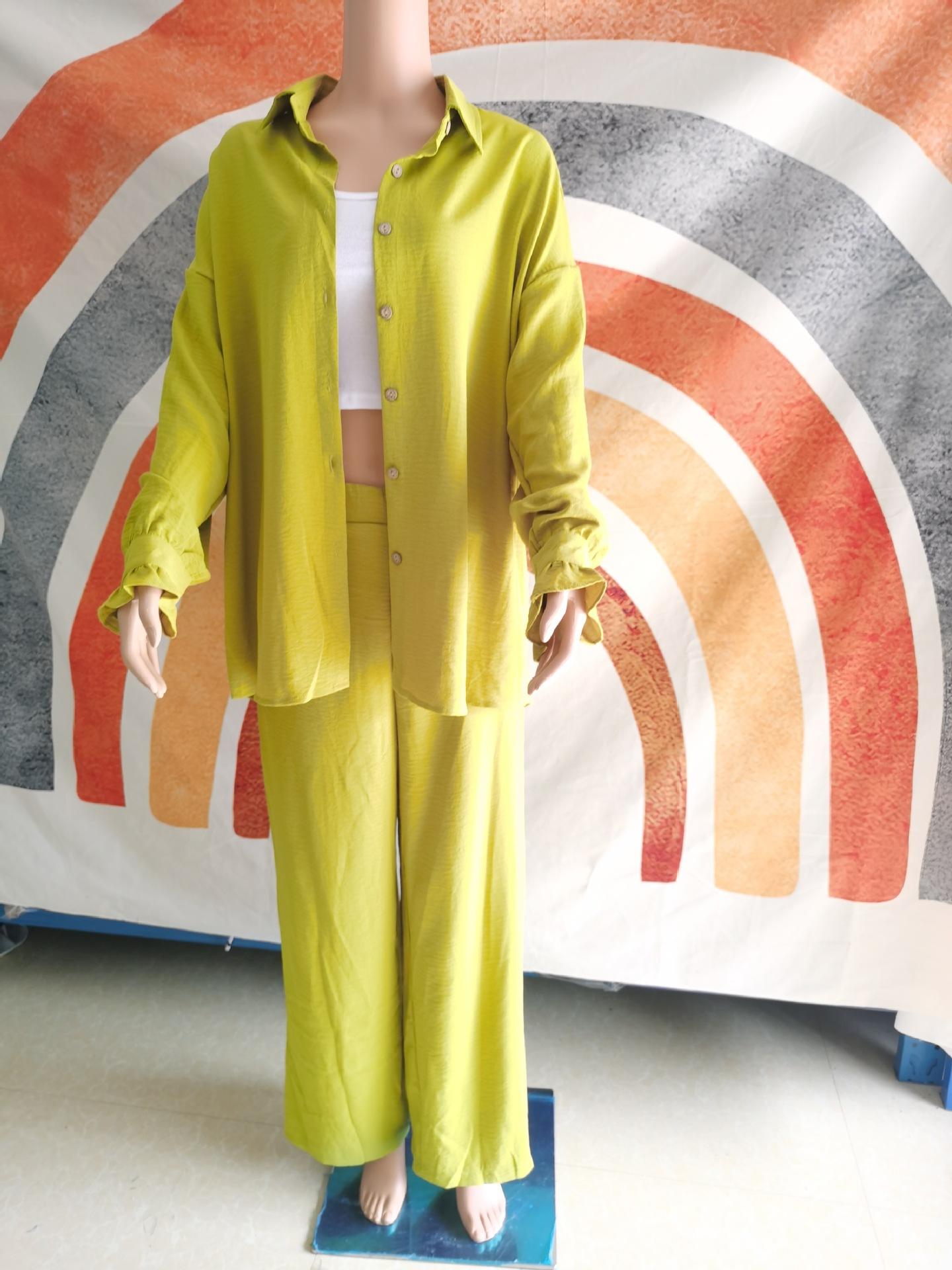 HASASERIES HS0817 2pcs Set Loose Long Sleeved Shirt and Pants