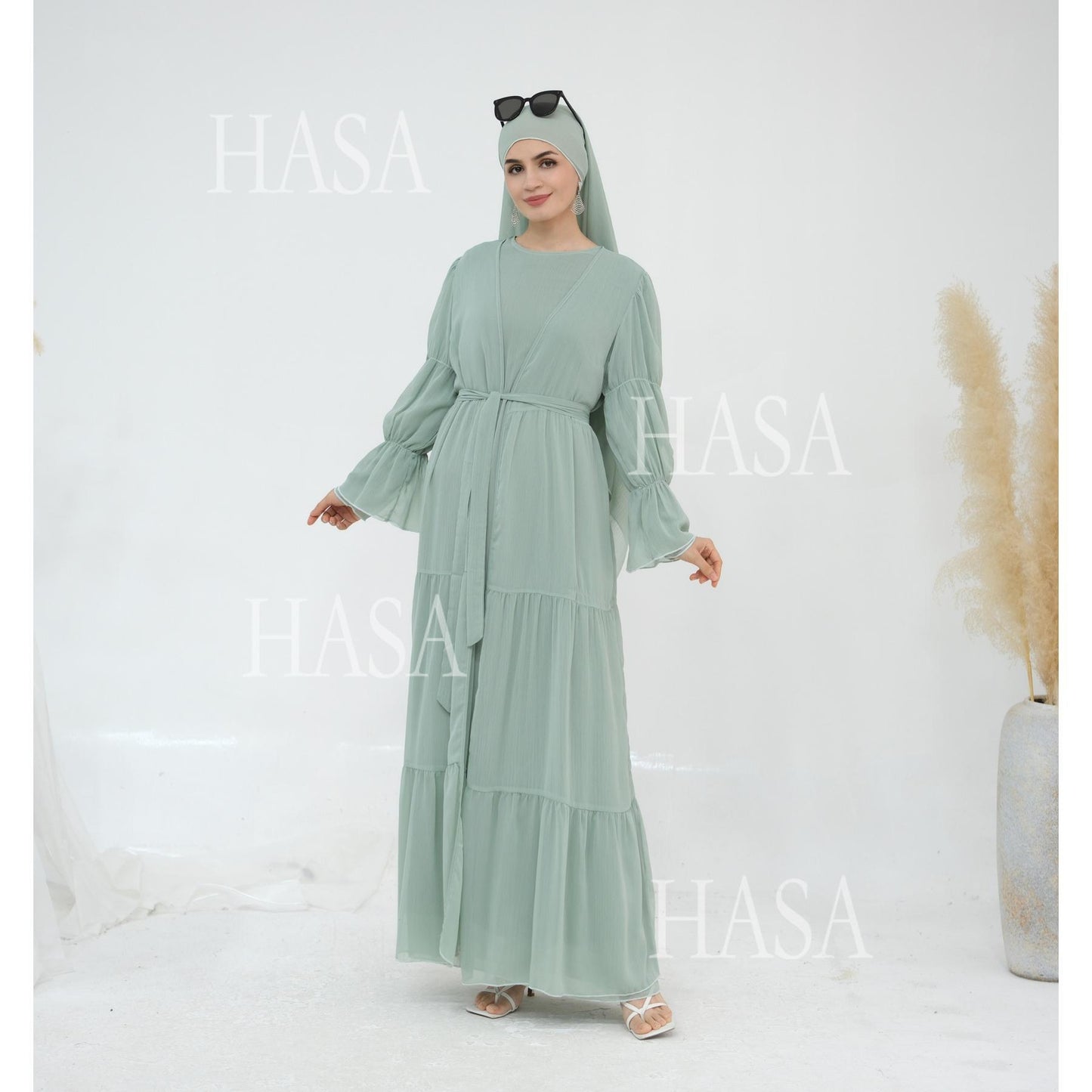 HS5881 Simple Two-piece Suit, A Dress Combination That Combines Comfort and Elegance closed abayas