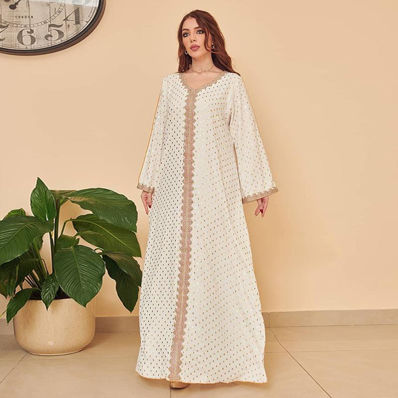 HS0442 Middle East Women's Clothing New Bronzing Muslim Dubai Robe