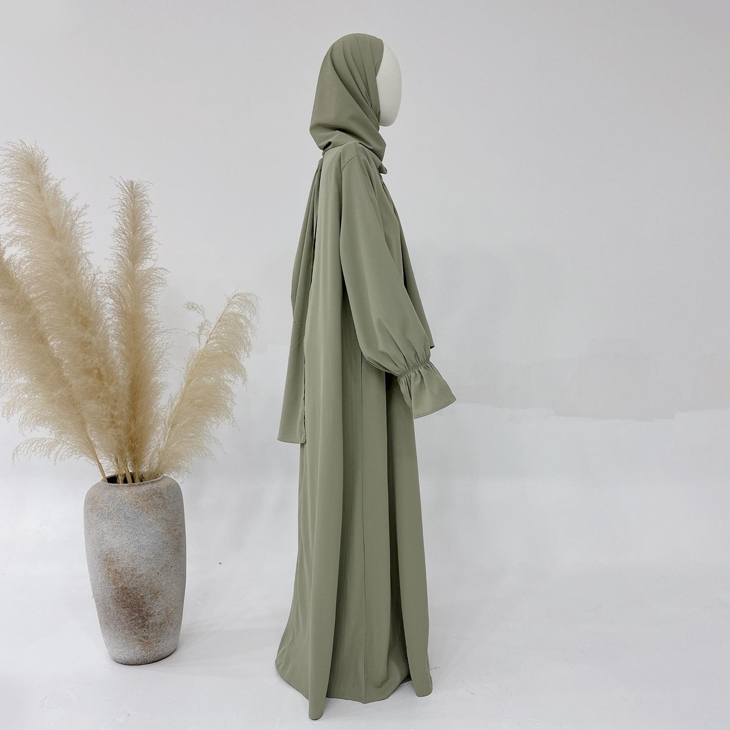 HASASERIES HS1173 Solid Color Hooded Abaya with Side Pocket