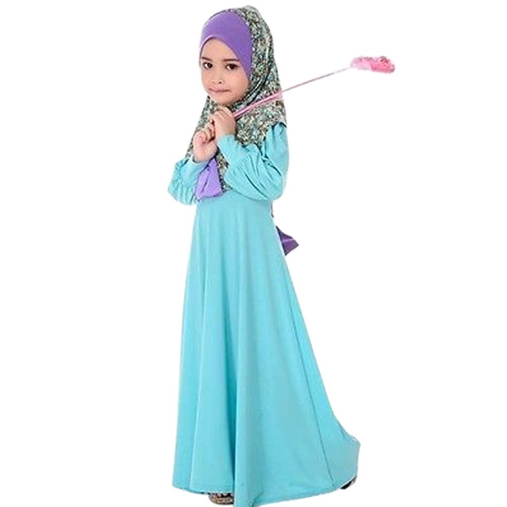 HASASERIES HS1196 2pcs Set Child Abaya with Flower Hijab