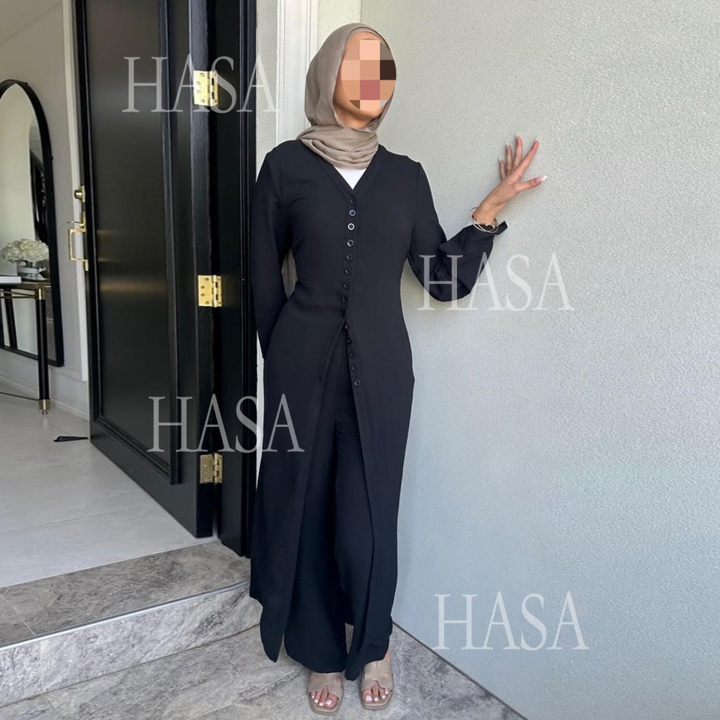 HASA HS5869 بدلة صيفية رائعة من قطعتين - تصميم أزرار متعدد الألوان