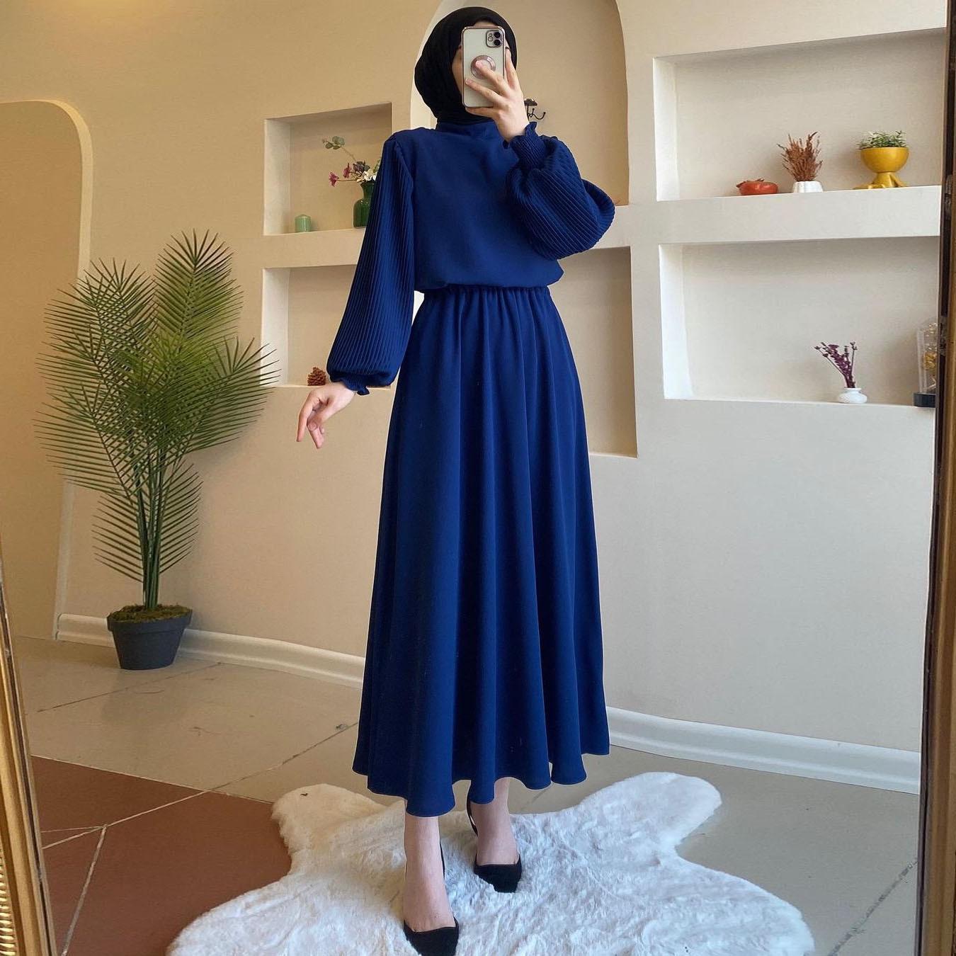 HASASERIES HS0761 Fashion Pleated Lace Up Dress Long Dress
