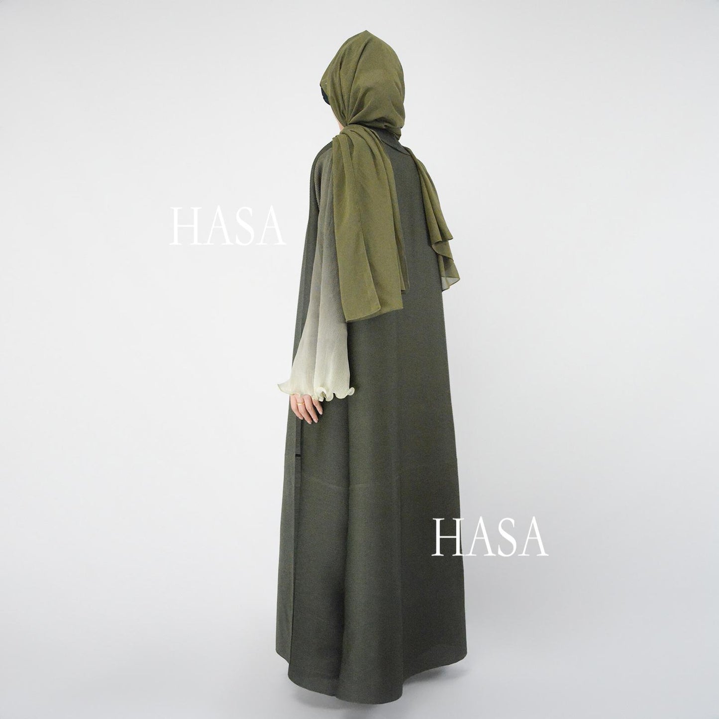 HASA's series HS6360 Summer Ombré Gradient Abaya with Pleats and Fluted Bell Cuffs