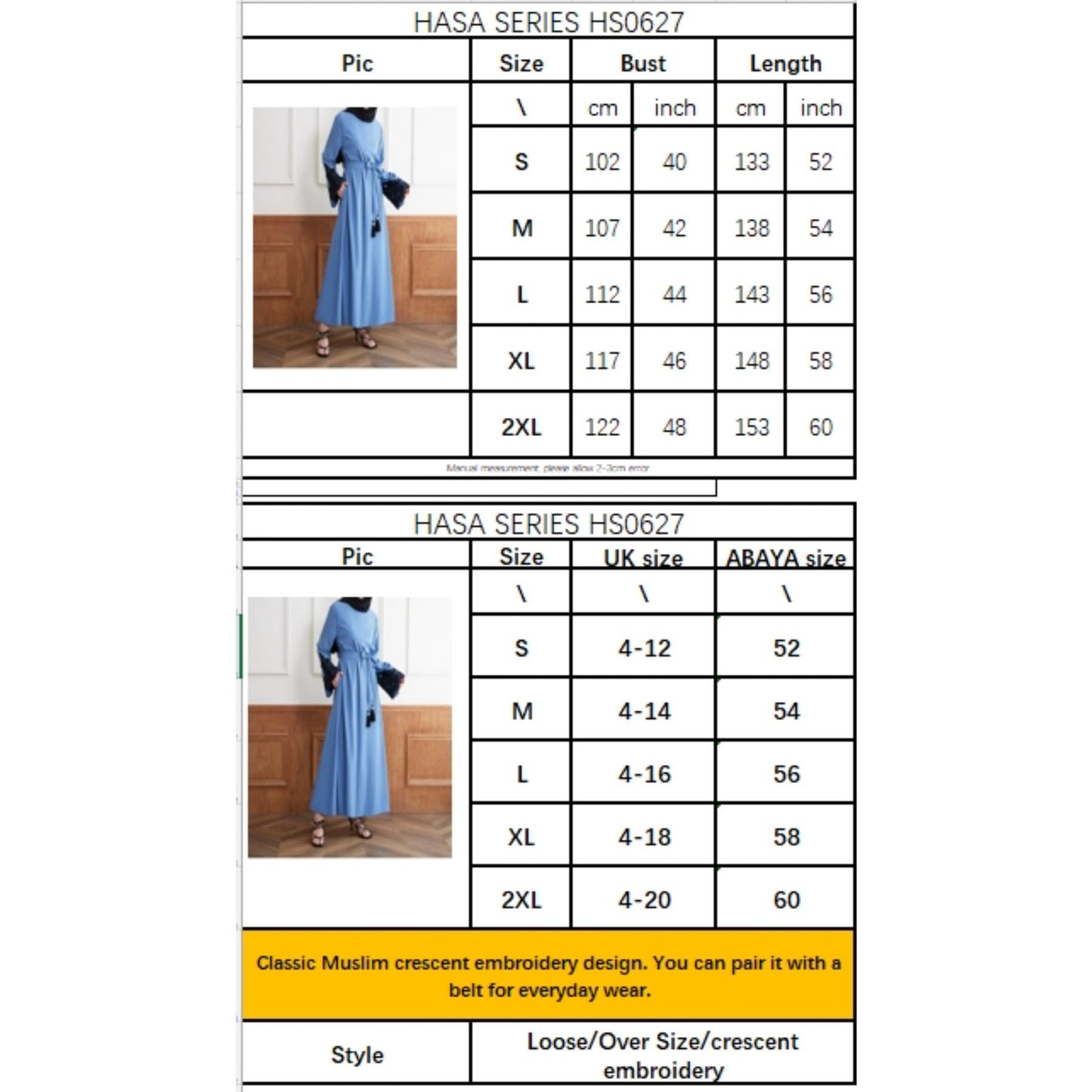 HASASERIES HS0627 Embroidered Sequin Cuff Robe
