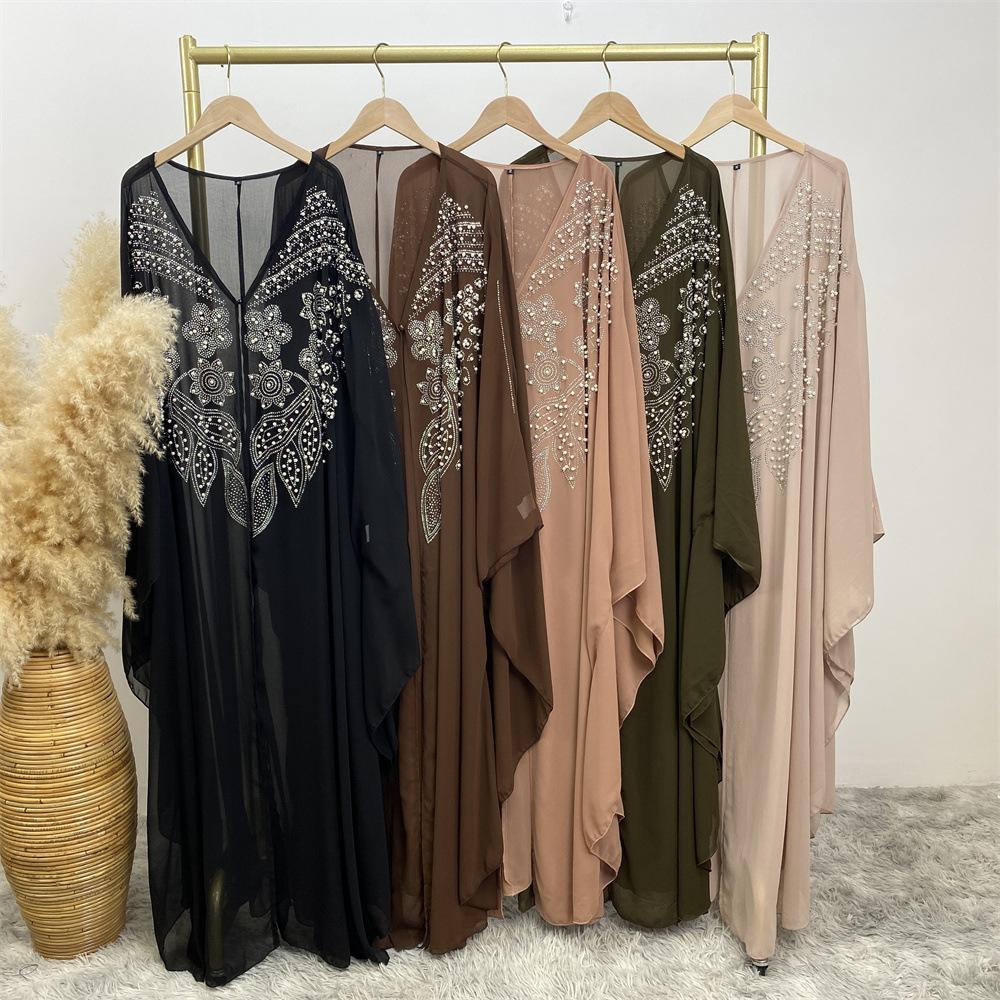 Robe cardigan musulmane à strass HASASERIES HS1085