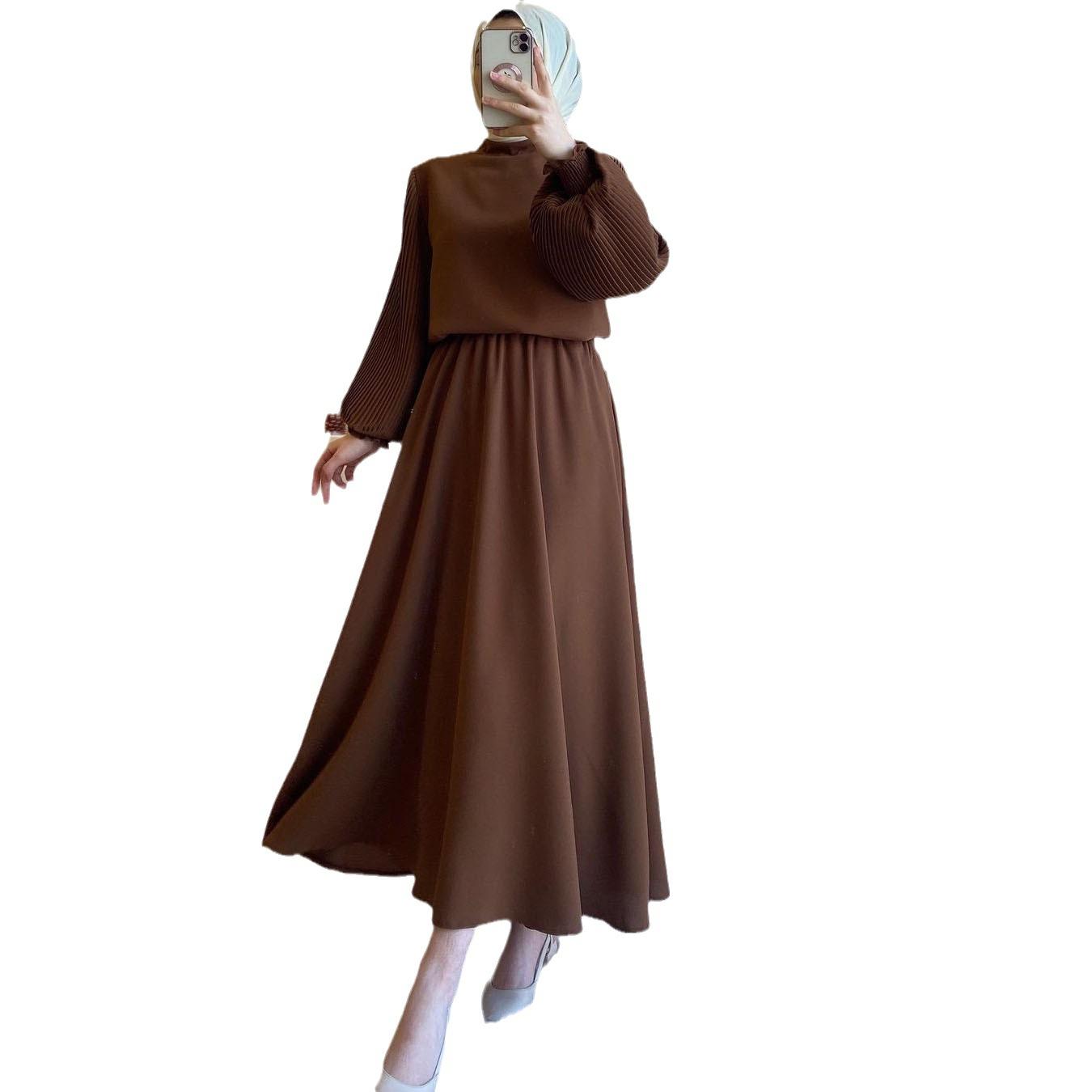 HASASERIES HS0761 Fashion Pleated Lace Up Dress Long Dress