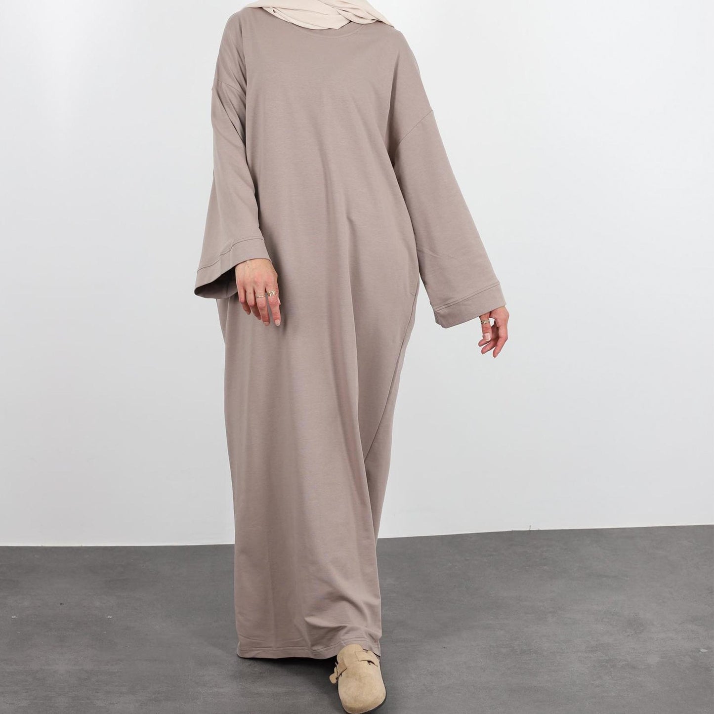 HASASERIES HS1089 Solid Color Hoodie Dress