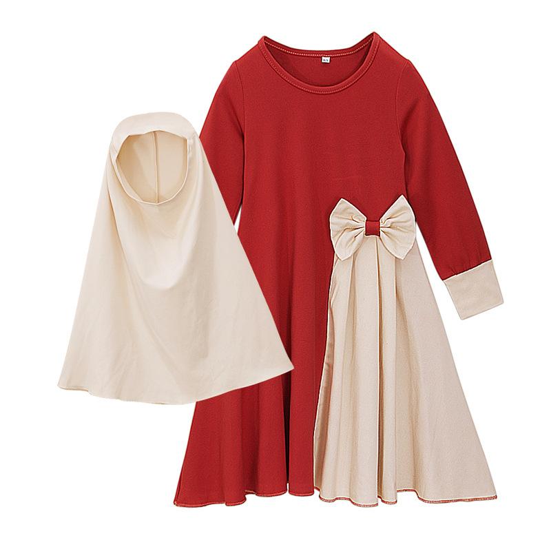 HASASERIES HS1201 Ensemble 2 pièces, Abaya pour enfant avec Khimar une couche.