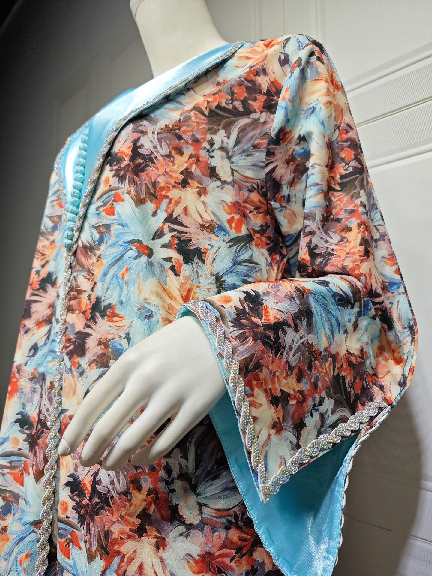 HASASERIES HS1070 Fashionable Printed Diamond Set Robe