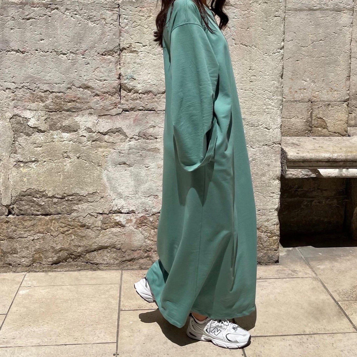 HASASERIES HS1089 Solid Color Hoodie Dress