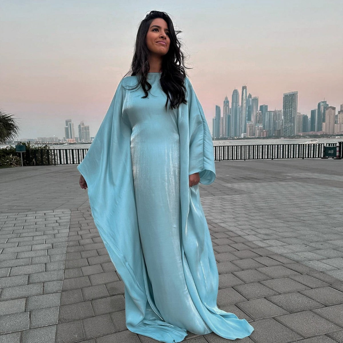 HS1348 Elegant Kaftan in Gold Cotton – 20 Vibrant Colors Available