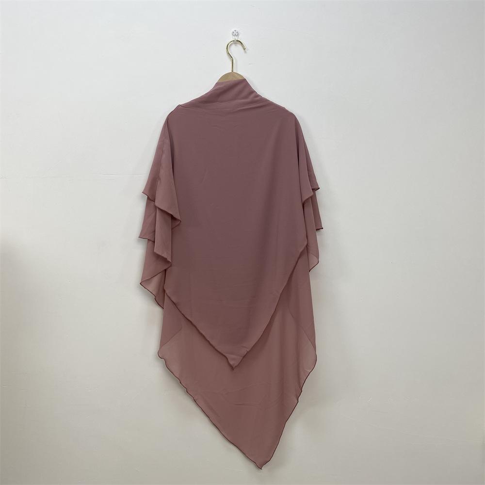 HS0453 Solid Color Chiffon Turban Middle East Dubai Turkey Solid Color Double Layer Big Turban