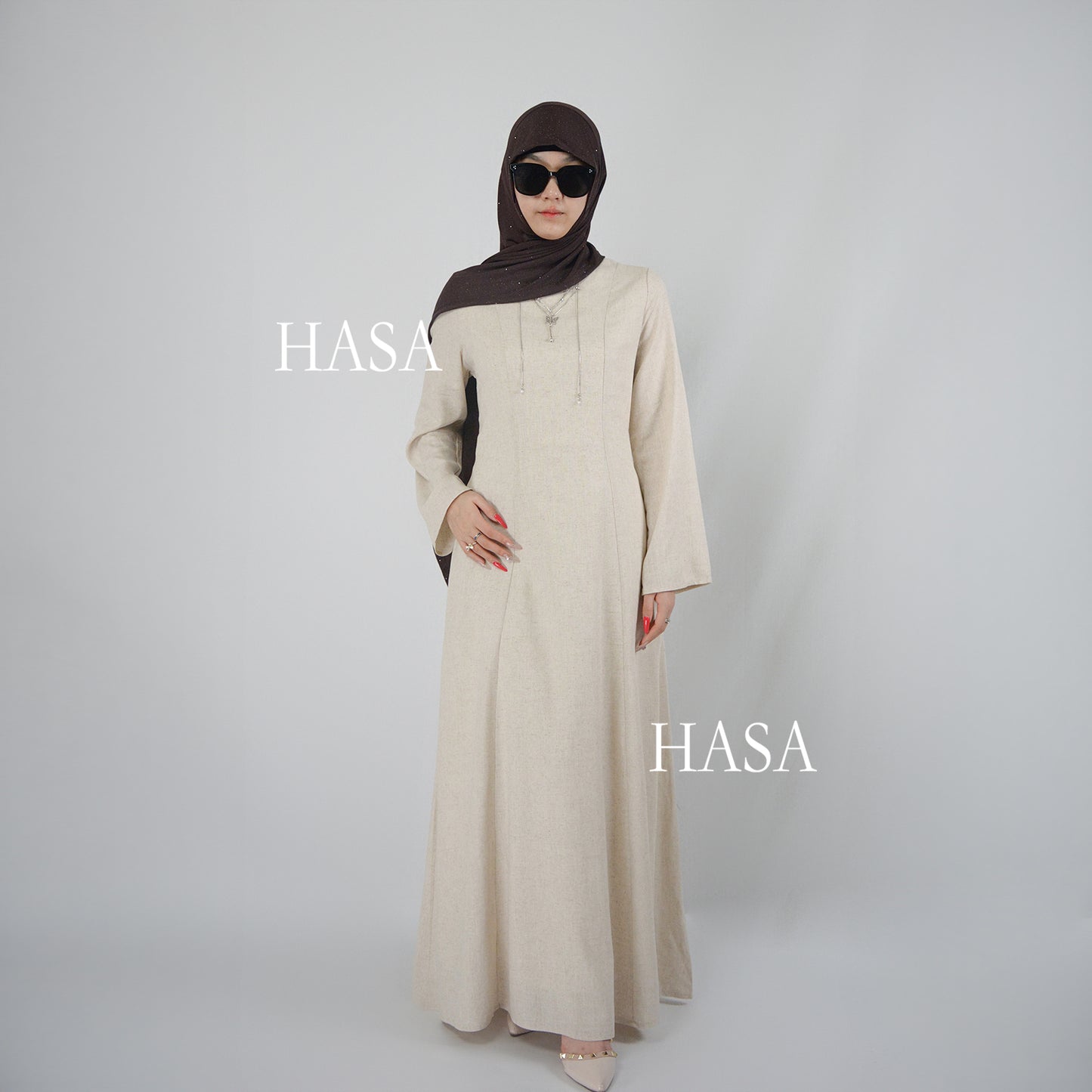 تنورة طويلة أنيقة من HASA HS5866 برباط خصر وتصميم واسع متأرجح