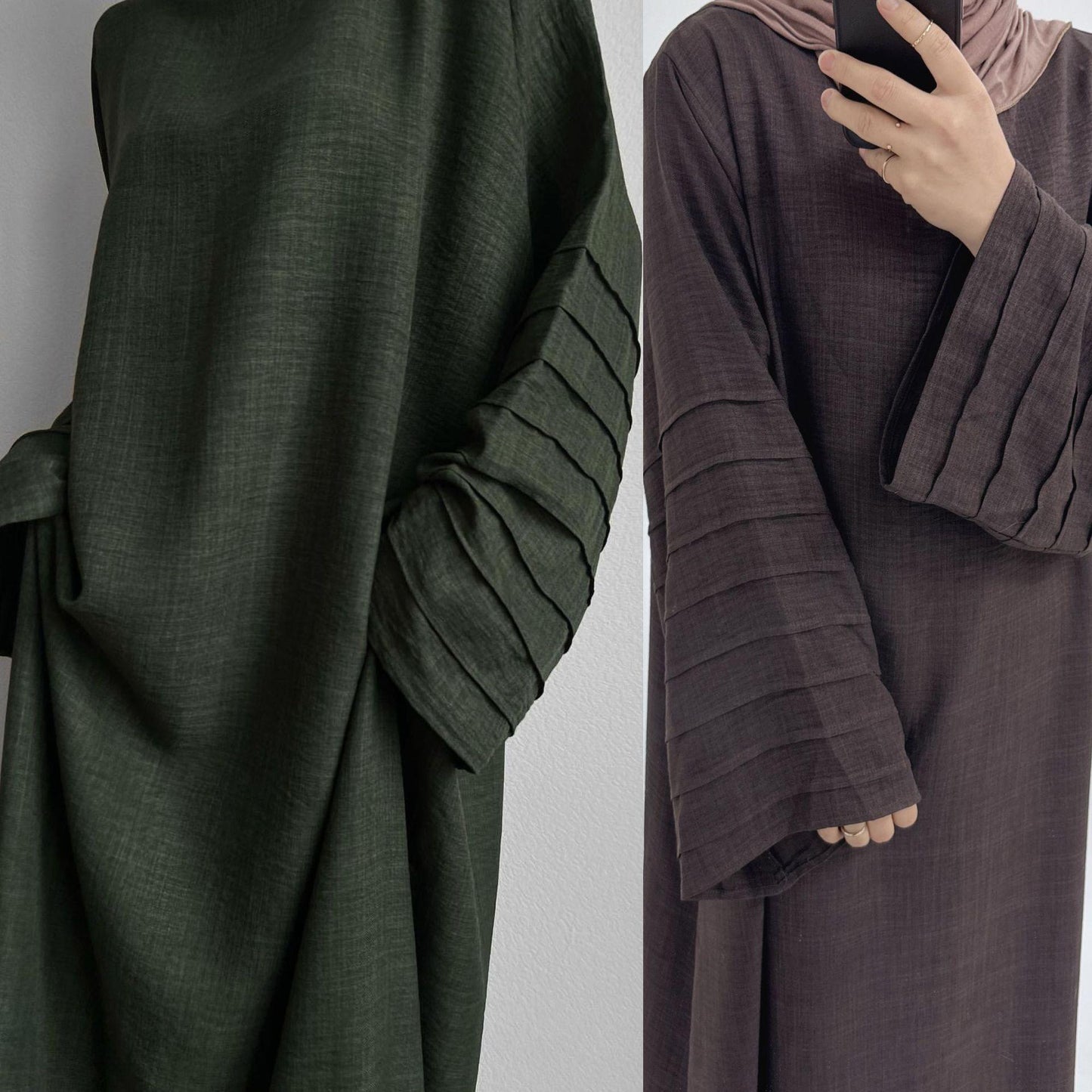HASASERIES HS1179 Loose Fit Large Crepe Abaya Dress with Belt