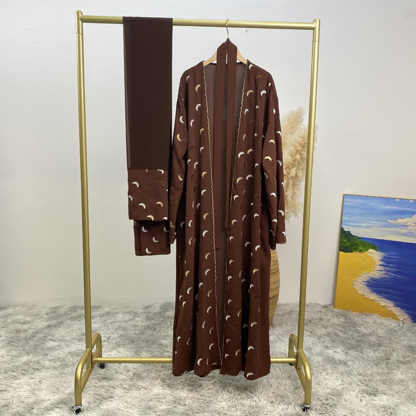 HASASERIES HS0927 Explosions Heavy Industry Embroidery Cardigan Abaya