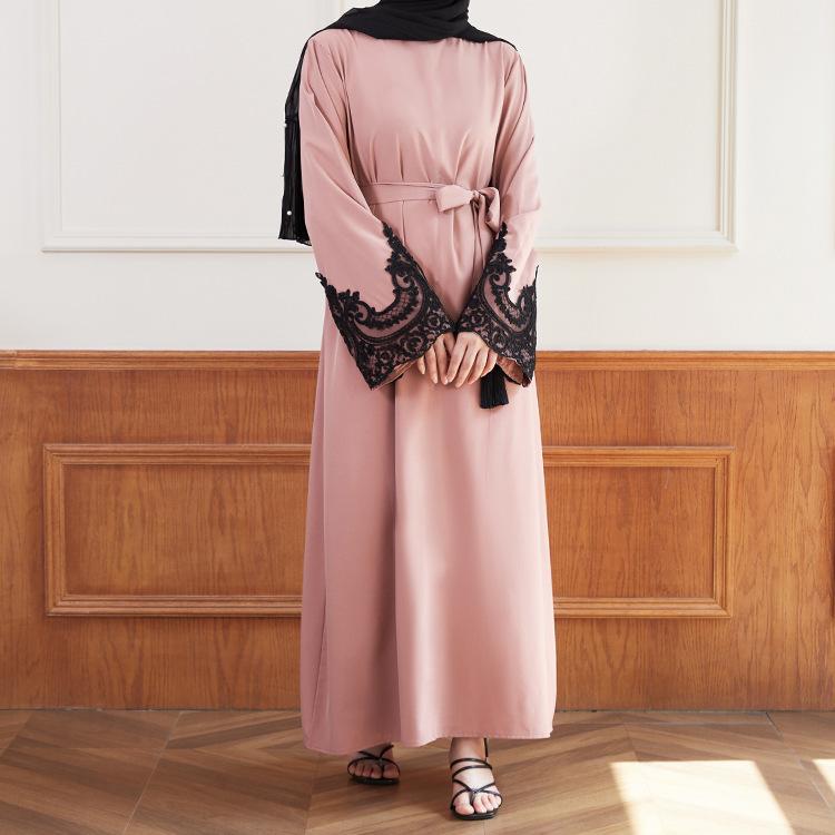 HASASERIES HS0627 Embroidered Sequin Cuff Robe