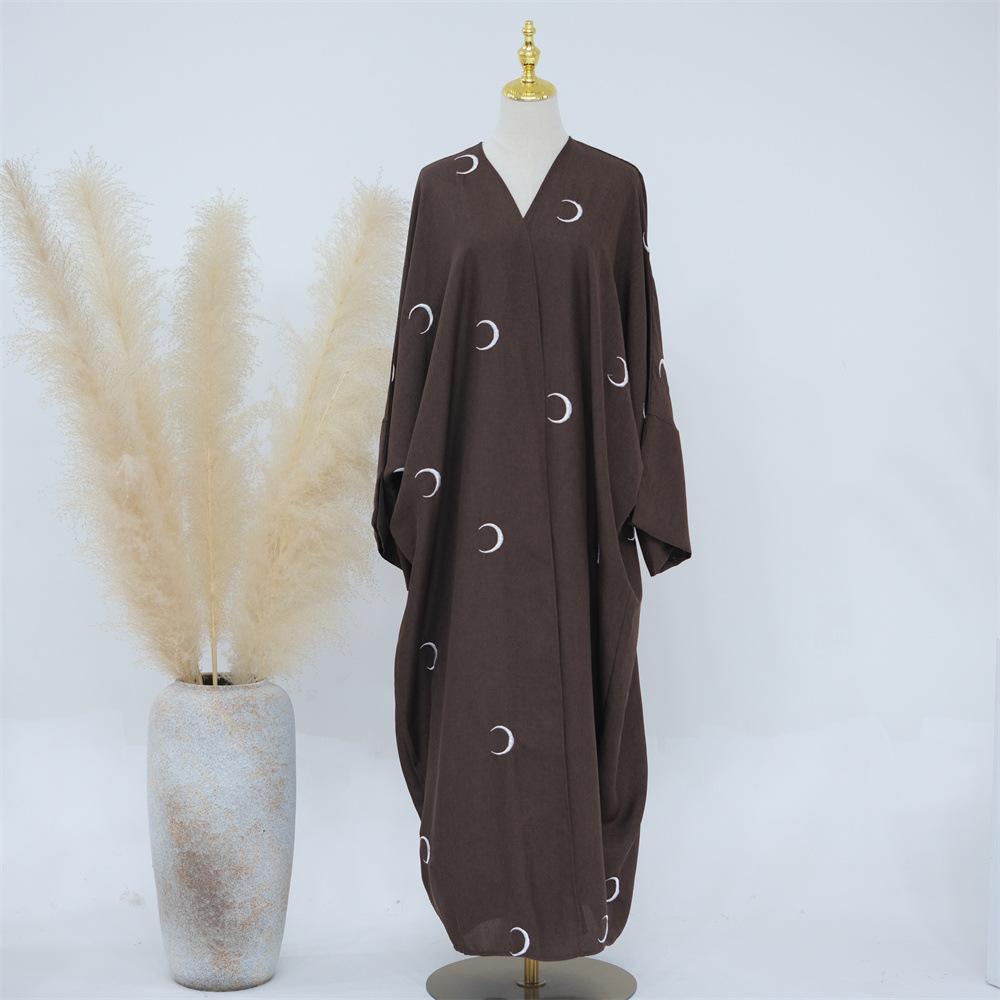 HASASERIES HS0935 Moon Embroidered Elegant Cardigan Abaya