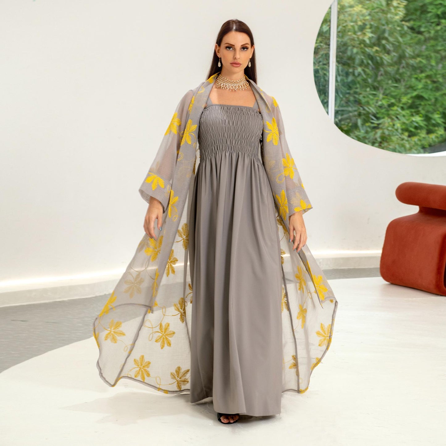 HASASERIES HS1076 2pcs Inner Dress with Cardigan