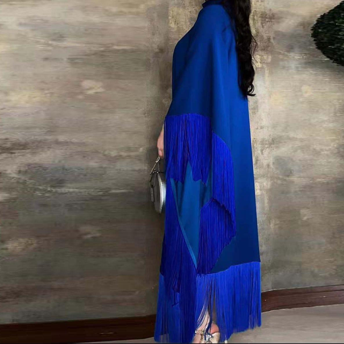 HS0467 Ladies Dolman Sleeve Tassel Kaftan High Fashion Dress modest party dress