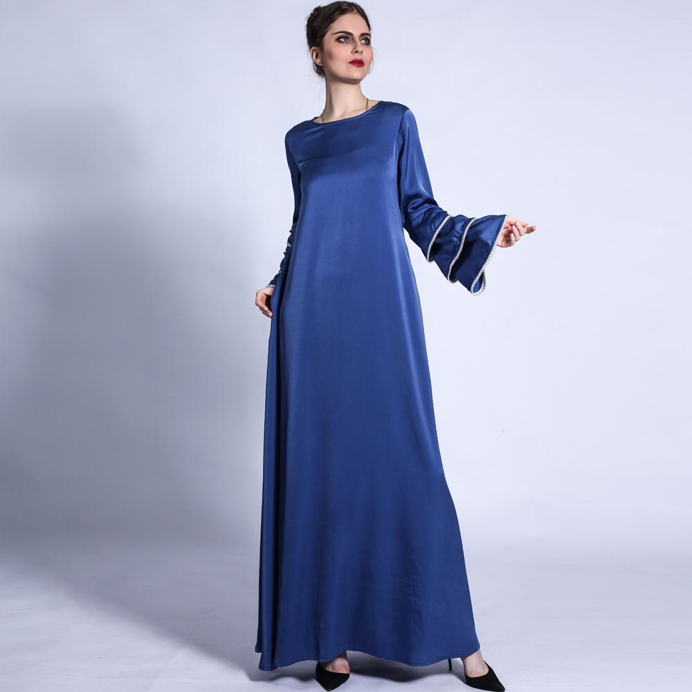 HS0431 Matte Dress Mermaid Three-layer Sleeve Bright Beads A-line Large Swing Long Skirt Female