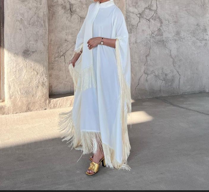 HS0467 Ladies Dolman Sleeve Tassel Kaftan High Fashion Dress modest party dress