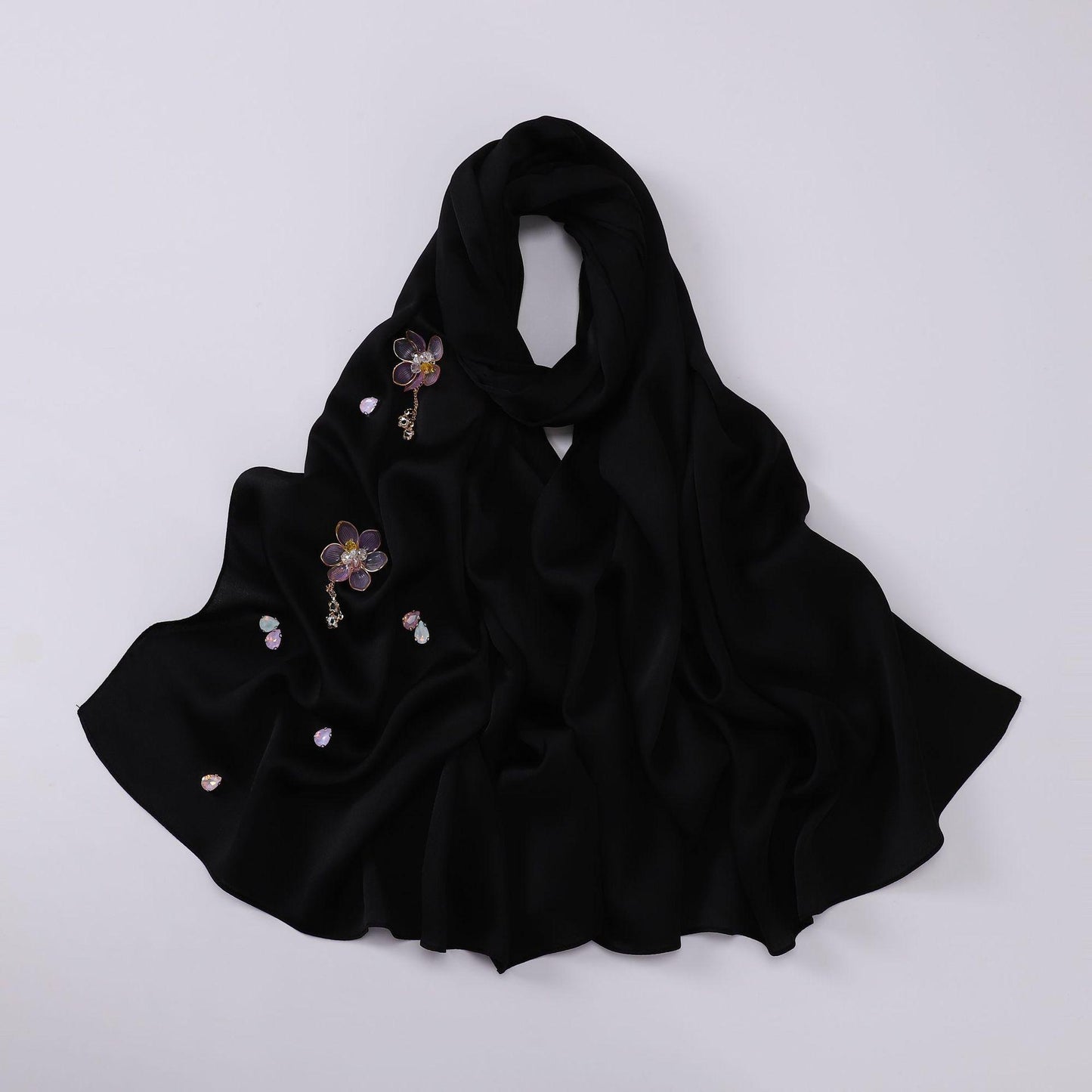 HASASERIES HS1115 Chiffon Handsewn Flower Headband Hijab