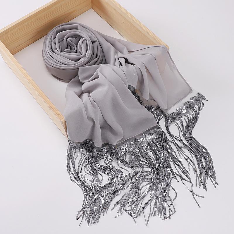 HASASERIES HS1139 Pearl Chiffon Scarf