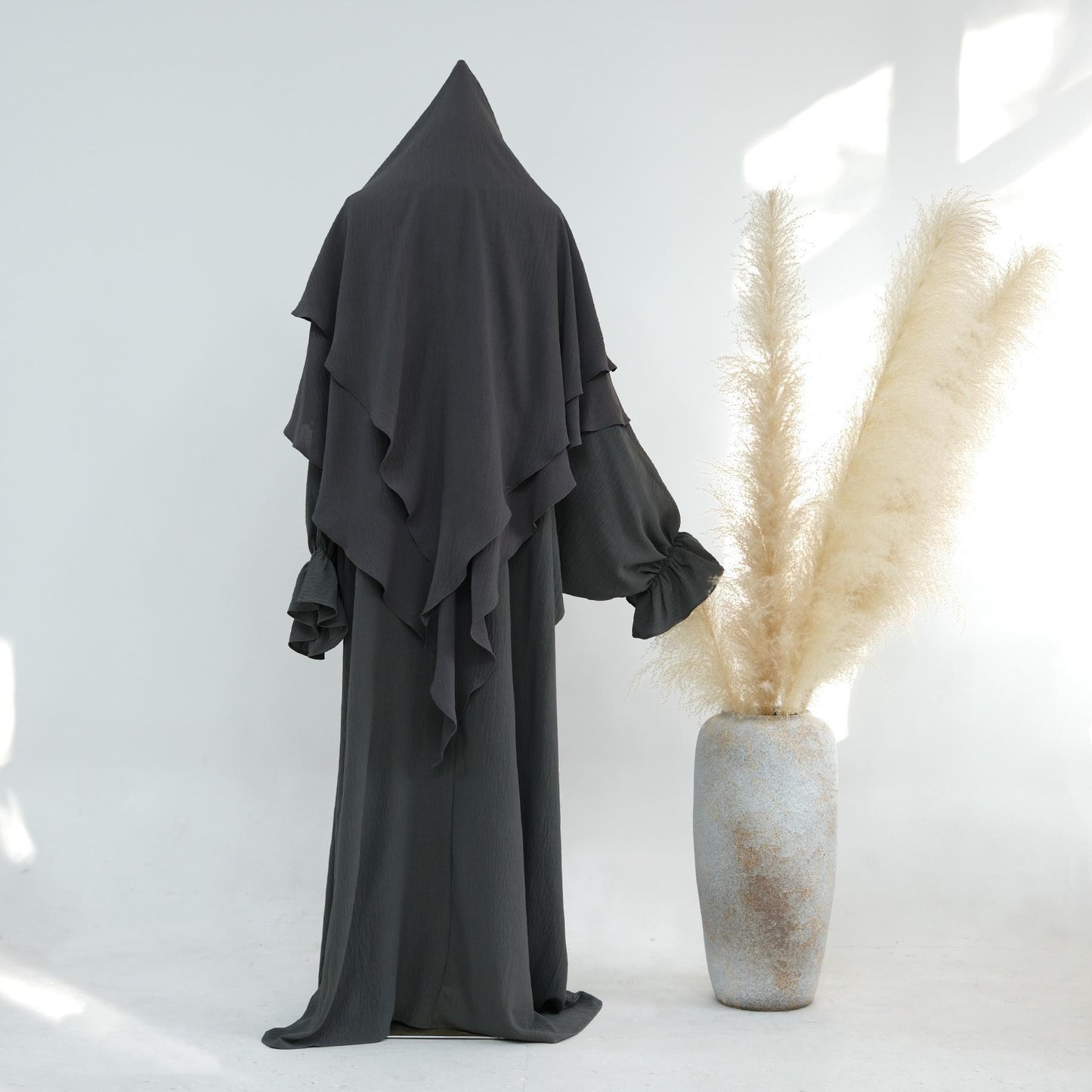 HASASERIES HS1044 2pcs Set Abaya with Two Layer Khimar