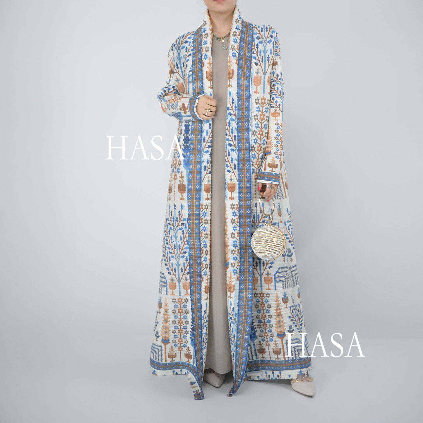 HASA Inclusive Sizing Crinkle Pleated Georgette Ramadan Stretchy Abaya-1