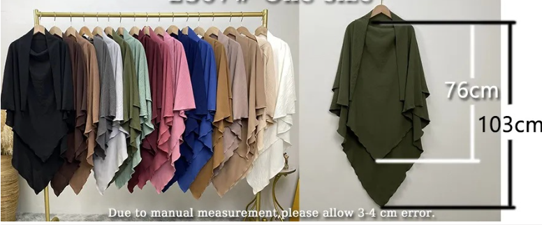 HS0457 2-layer Crepe Khimar Solid Color