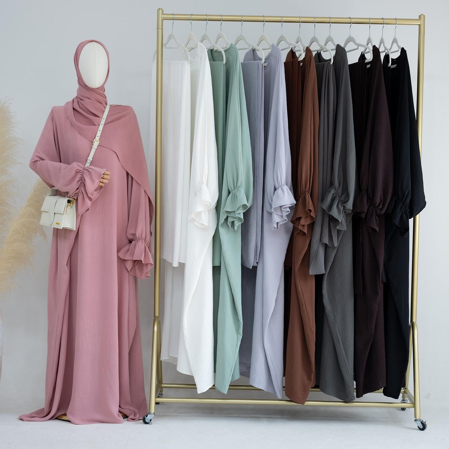 HASASERIES HS1043 2pcs Set Abaya with One Layer Khimar